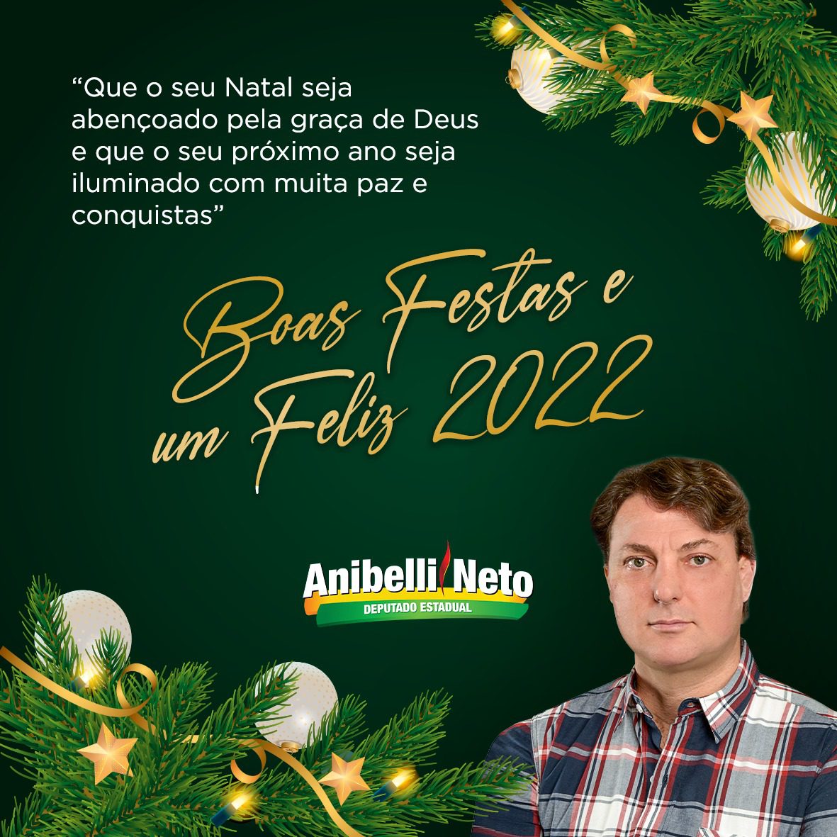 Deputado Anibelli Neto deseja um Feliz Natal aos norte-pioneirenses -  Jornalista Luciana Pombo